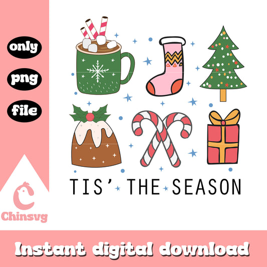 Tis the season christmas snow design png, christmas tis the season​ png