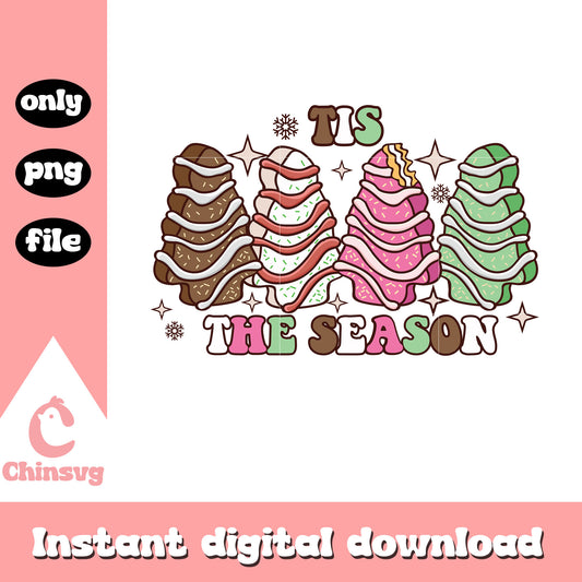 Tis the season christmas tree cakes png, christmas tree cakes png