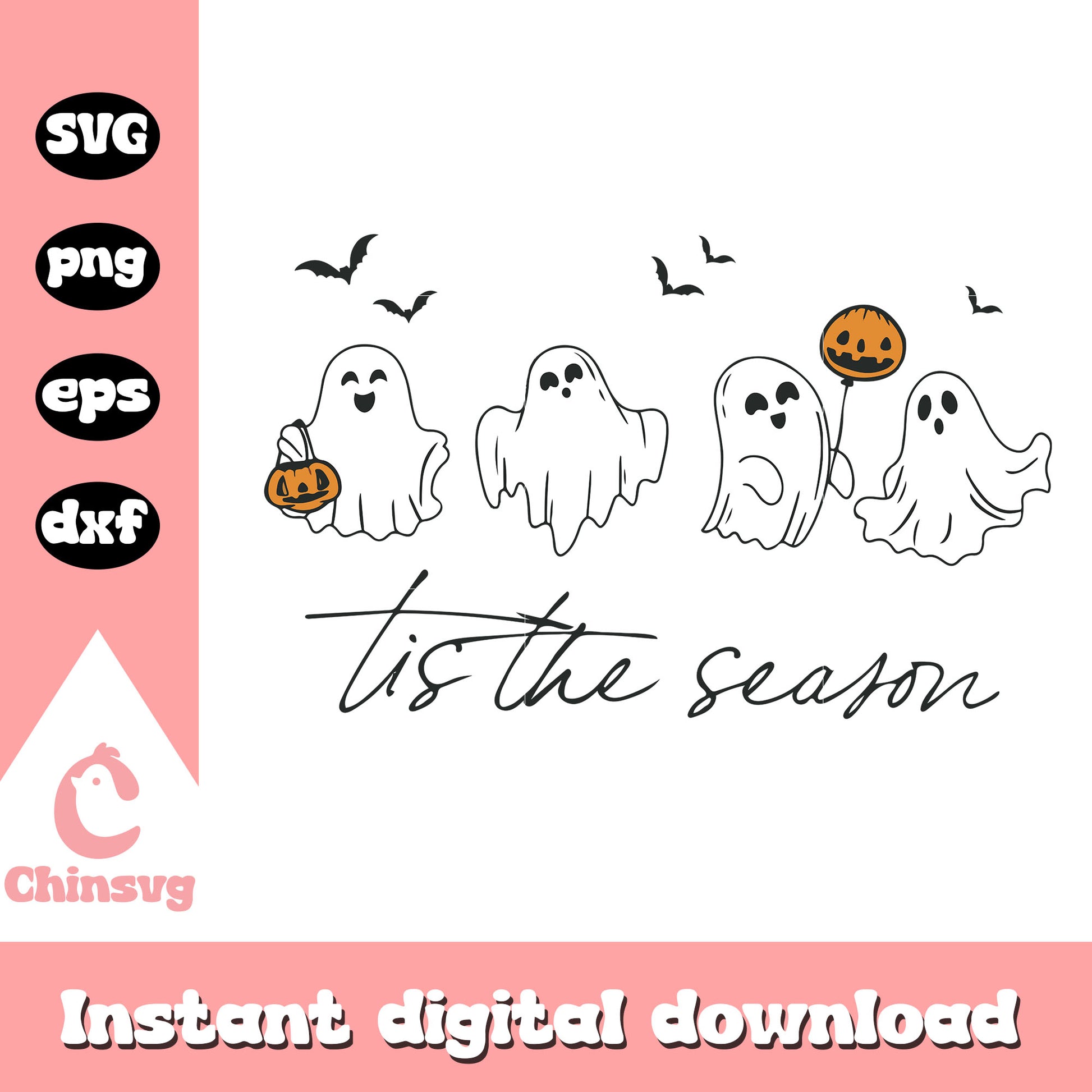 Tis the season cute ghost halloween svg, tis the season svbg