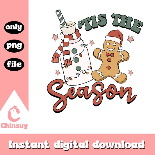 Tis the season gingerbread man christmas png, gingerbread man png