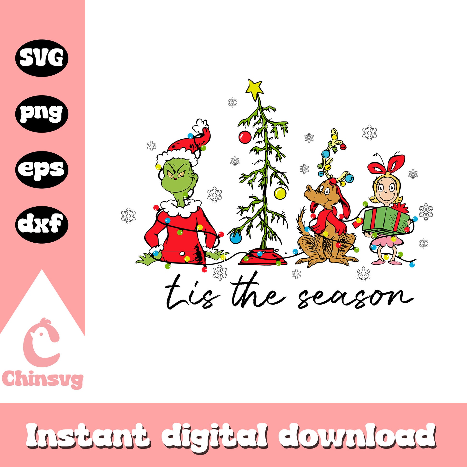 Tis the season grinch and christmas tree svg, the grinch movie svg