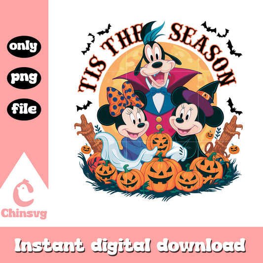 Tis the season mickey and friends png, halloween vibes png