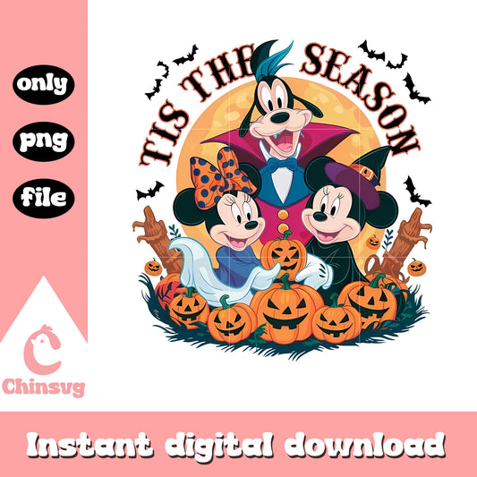 Tis the season mickey and friends png, spooky season png