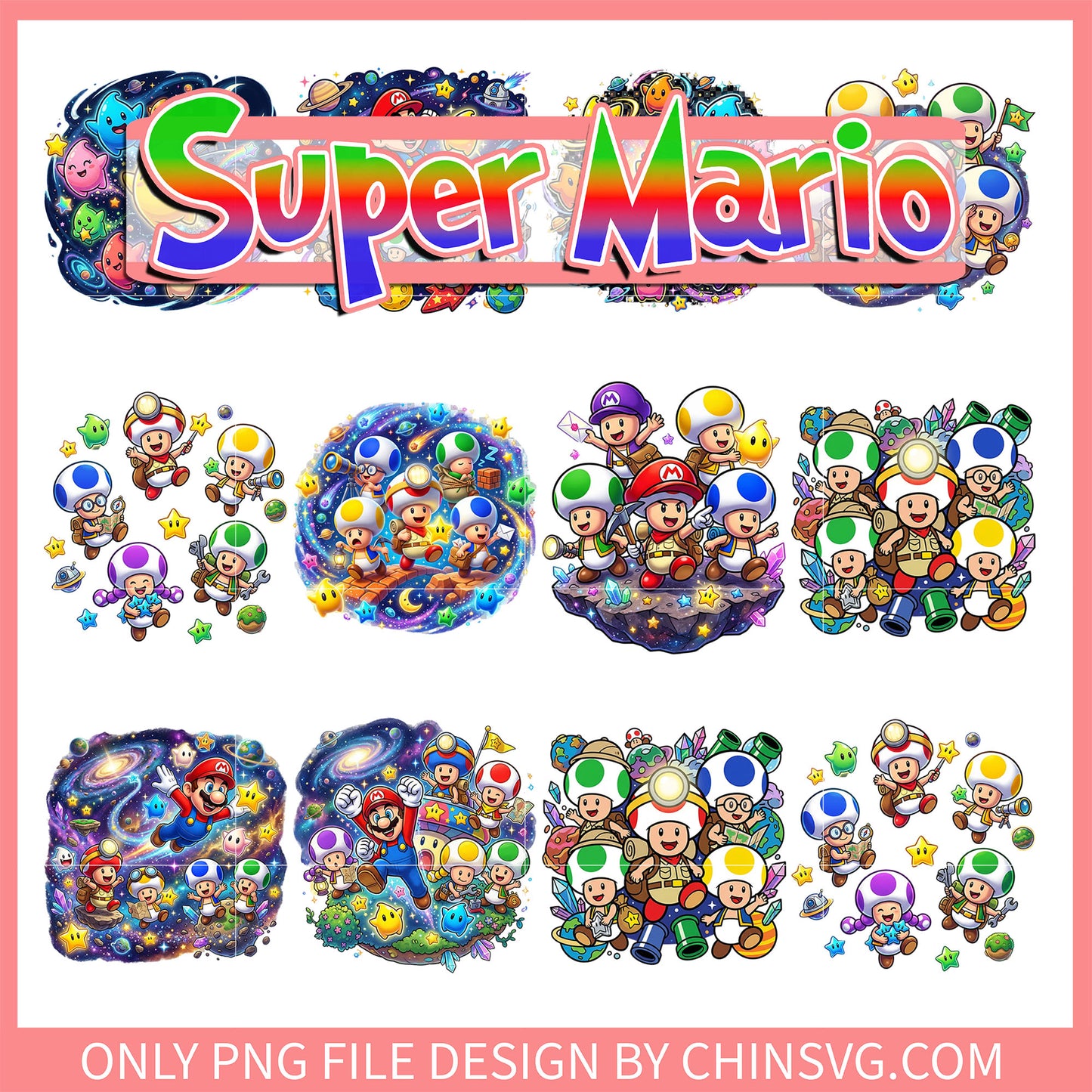 Toad mario galaxy design bundle png