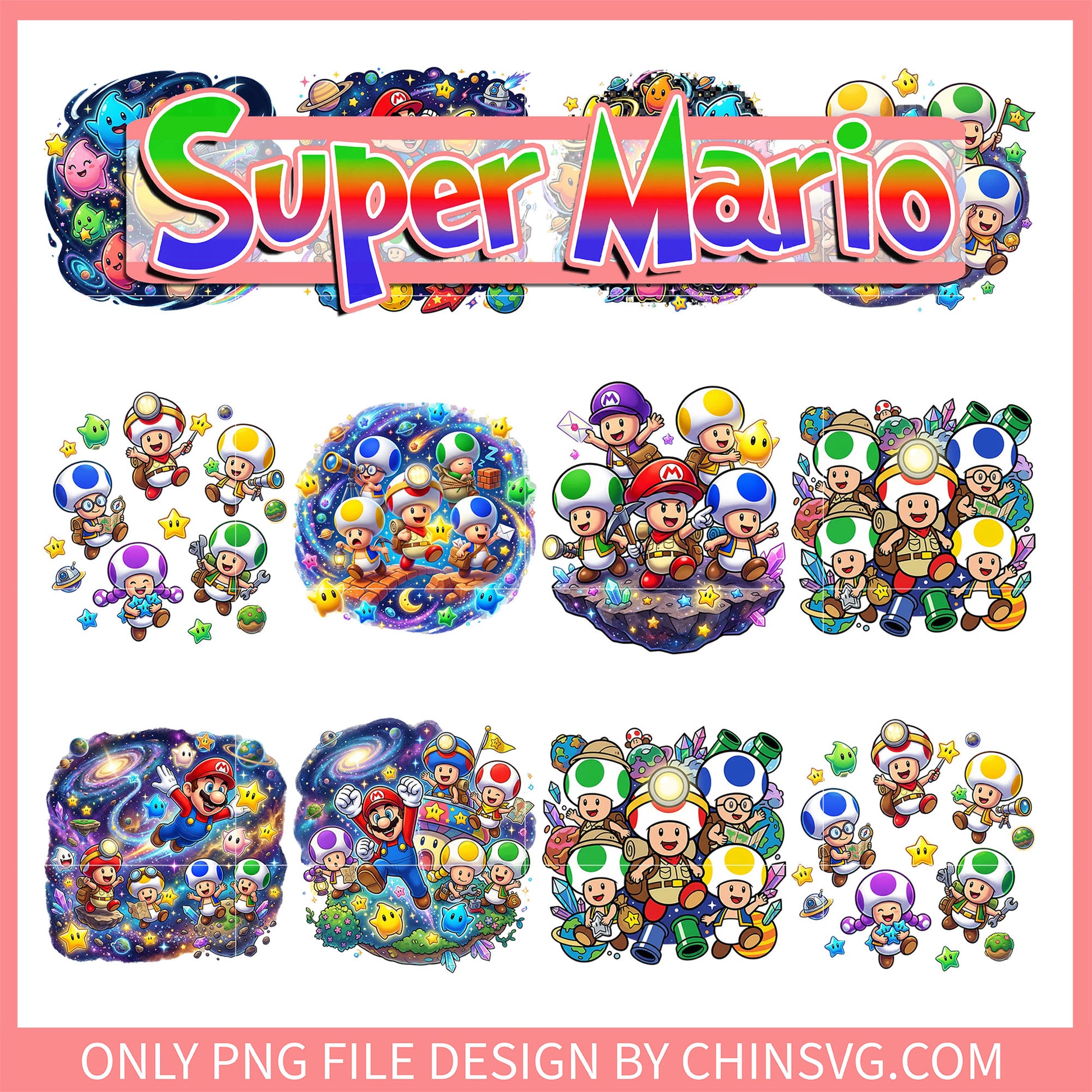Toad mario galaxy design bundle png