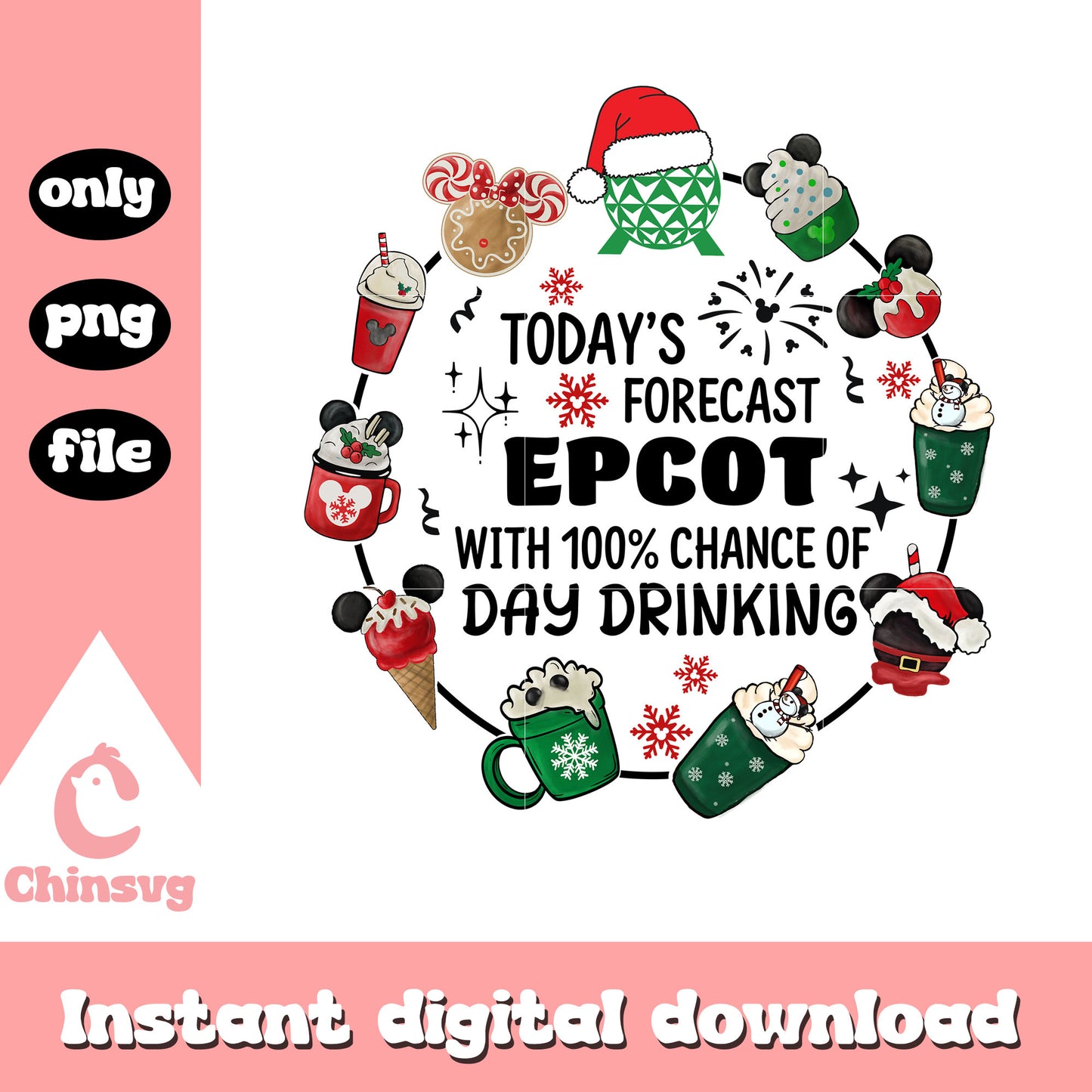 Today's forecast epcot with 100% png, christmas drinks png