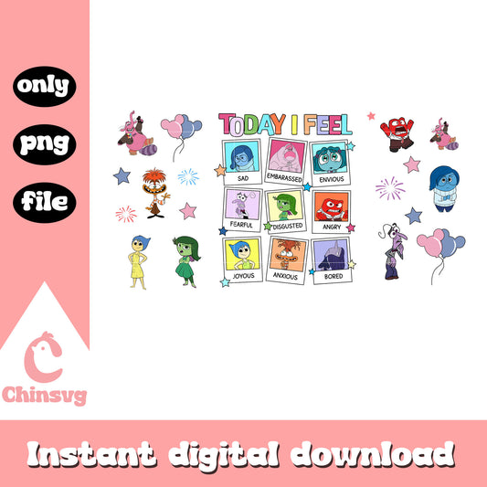 Today i feel emotion design cup wraps png, inside out 2 emotions​ png