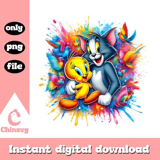 Tom and tweety character design png, looney tunes png