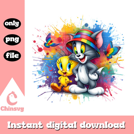 Tom and tweety friends png, looney tunes movie png