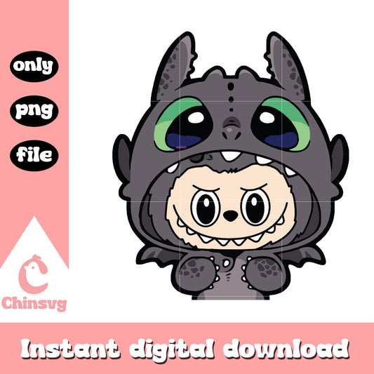 Toothless labubu cute doll design png, toothless character png