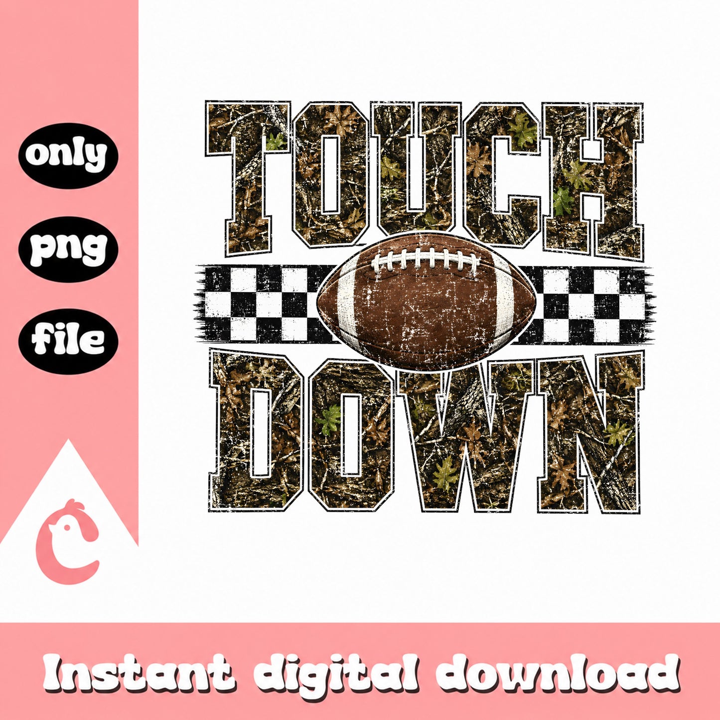 Touchdown Camo Football PNG, Football Season PNG, Game Day PNG