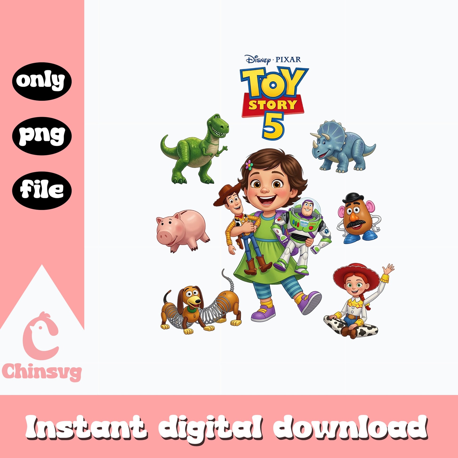 Toy Story 5 Characters PNG Bundle, Disney Pixar PNG, Woody Buzz PNG