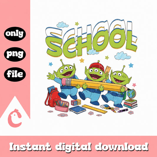 Toy Story Alien School PNG, Back To School Clipart, Instant Download PNG