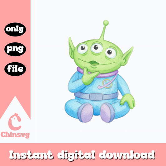 Toy Story Alien Watercolor PNG, Disney Pixar PNG, Clipart PNG