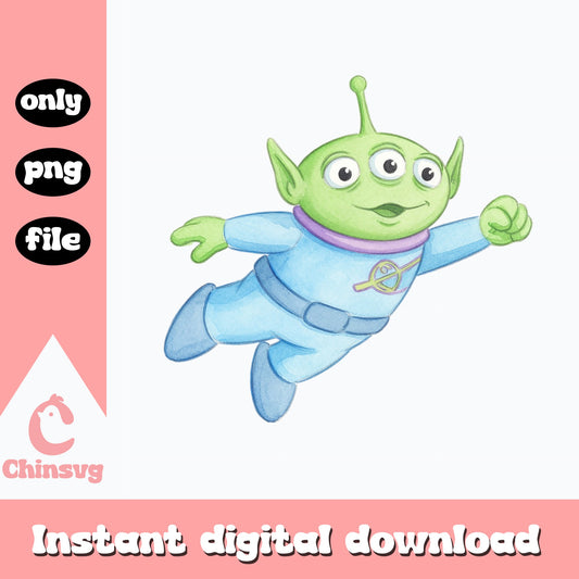 Toy Story Alien Watercolor PNG, Disney Pixar PNG, Sublimation PNG