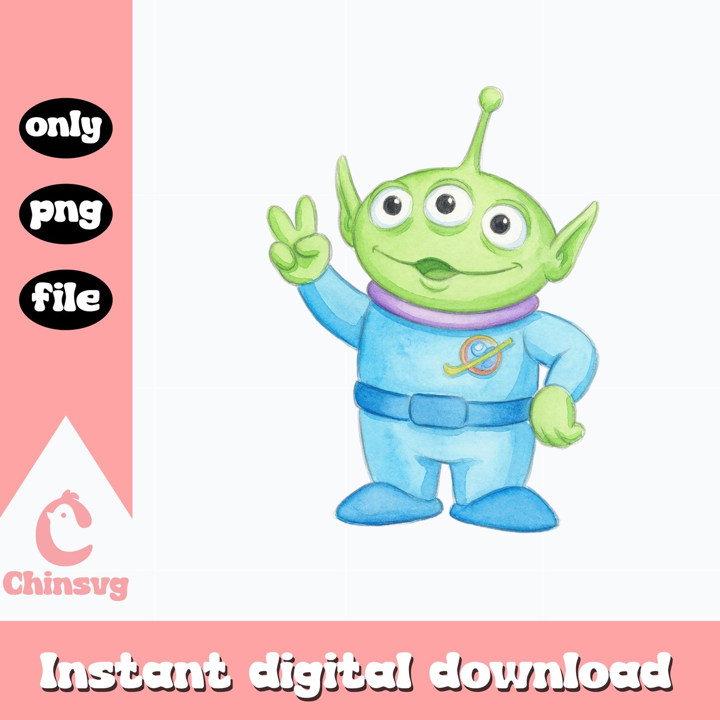 Toy Story Alien Watercolor PNG, Little Green Men PNG, Disney Pixar PNG