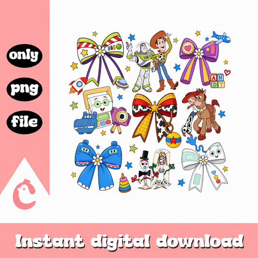 Toy Story Bow Bundle PNG, Woody Buzz Jessie Clipart, Disney PNG