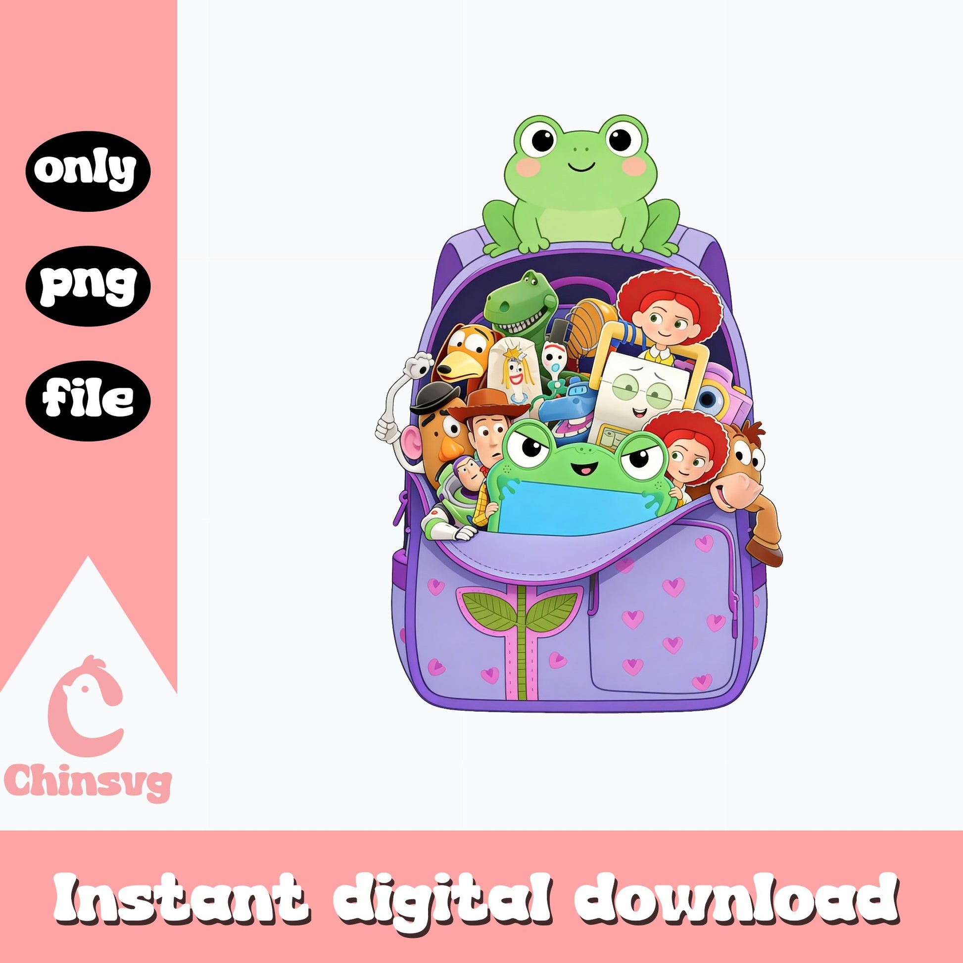 Toy Story Characters Backpack PNG, Disney Pixar PNG, Back To School PNG