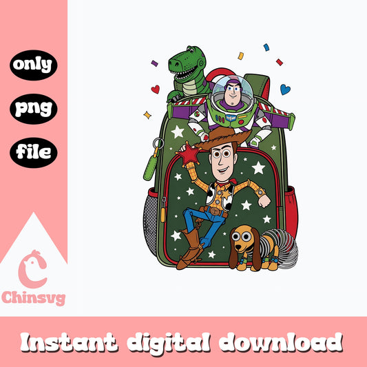 Toy Story Characters Backpack PNG, Woody Buzz Lightyear PNG, Disney PNG