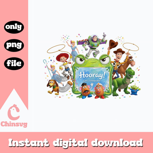 Toy Story Characters Birthday PNG, Buzz Woody Disney PNG, Hooray PNG