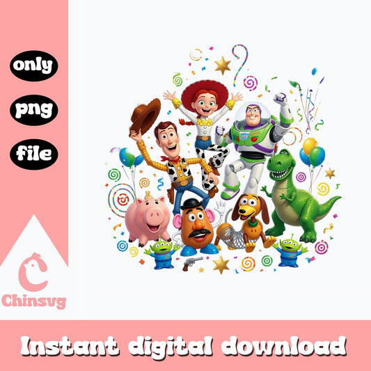 Toy Story Characters Birthday PNG, Disney Pixar PNG, Woody Buzz PNG