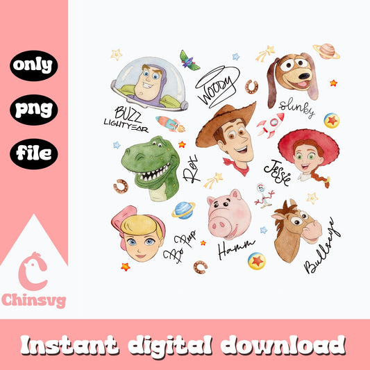 Toy Story Characters Bundle PNG, Buzz Woody Jessie PNG, Disney PNG