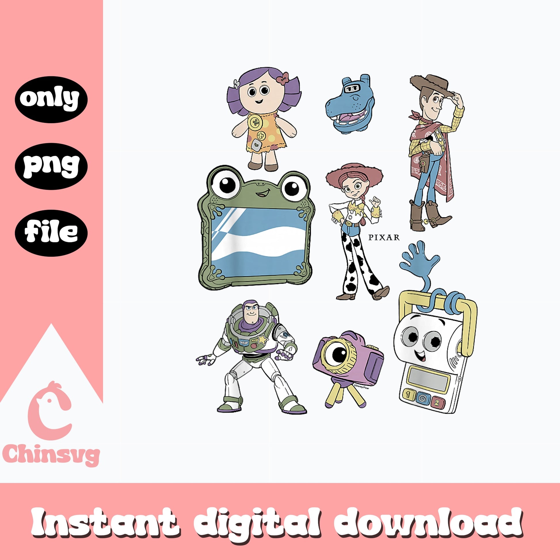 Toy Story Characters Bundle PNG, Woody Buzz Lightyear PNG, Disney Pixar PNG