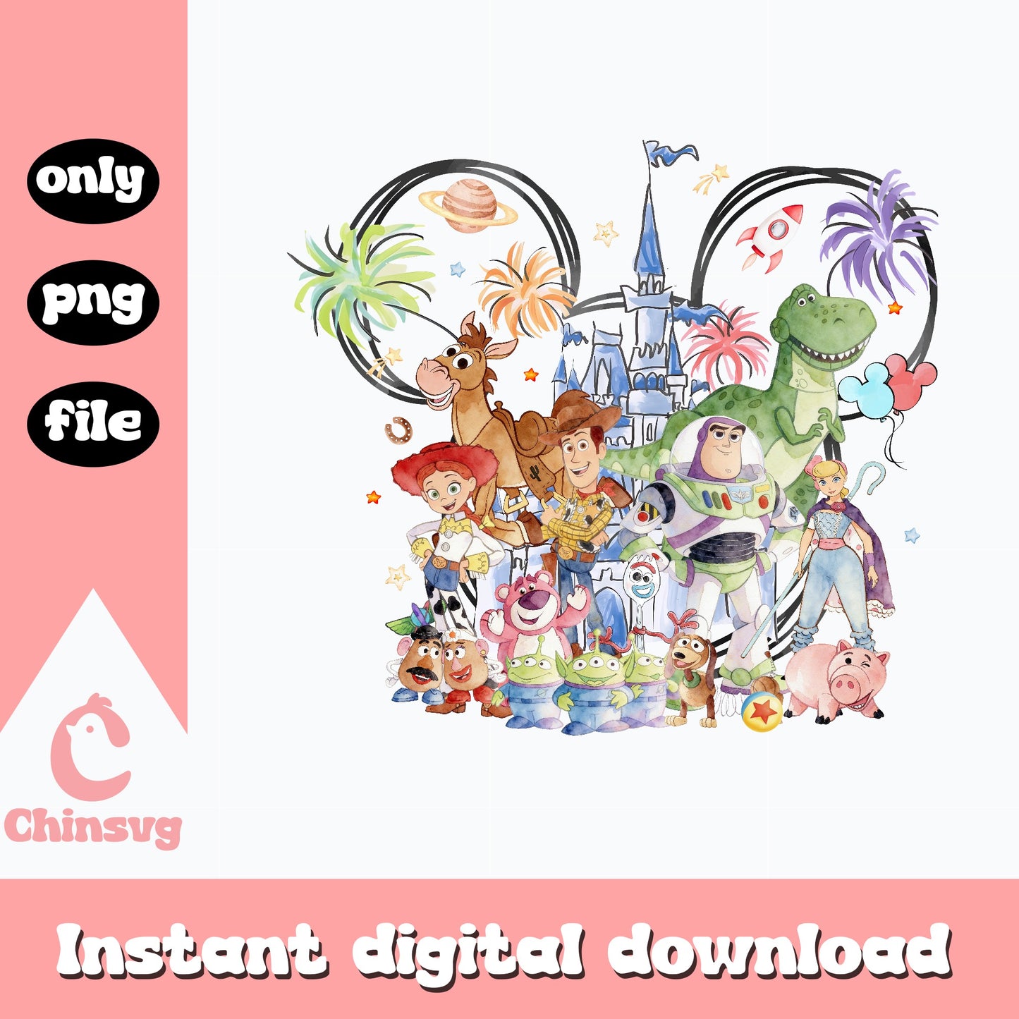 Toy Story Characters Disney Castle PNG, Woody Buzz PNG, Disney Trip PNG