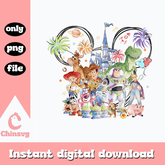 Toy Story Characters Disney Castle PNG, Woody Buzz PNG, Disney Trip PNG