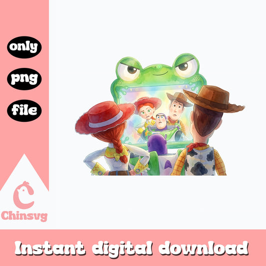 Toy Story Characters Frog Phone PNG, Woody Jessie Buzz PNG, Disney PNG