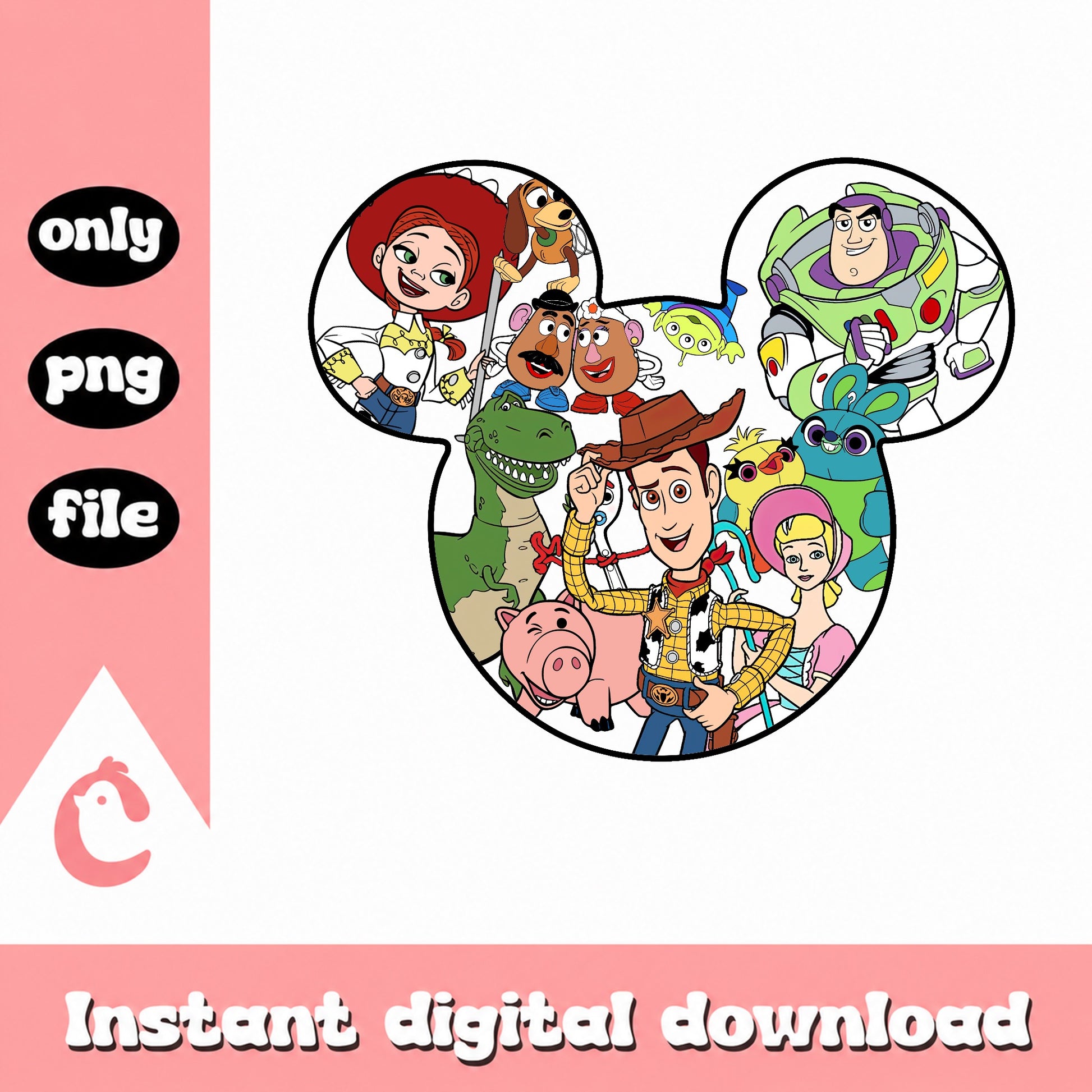 Toy Story Characters Mickey Head PNG, Disney Pixar PNG, Woody Buzz PNG
