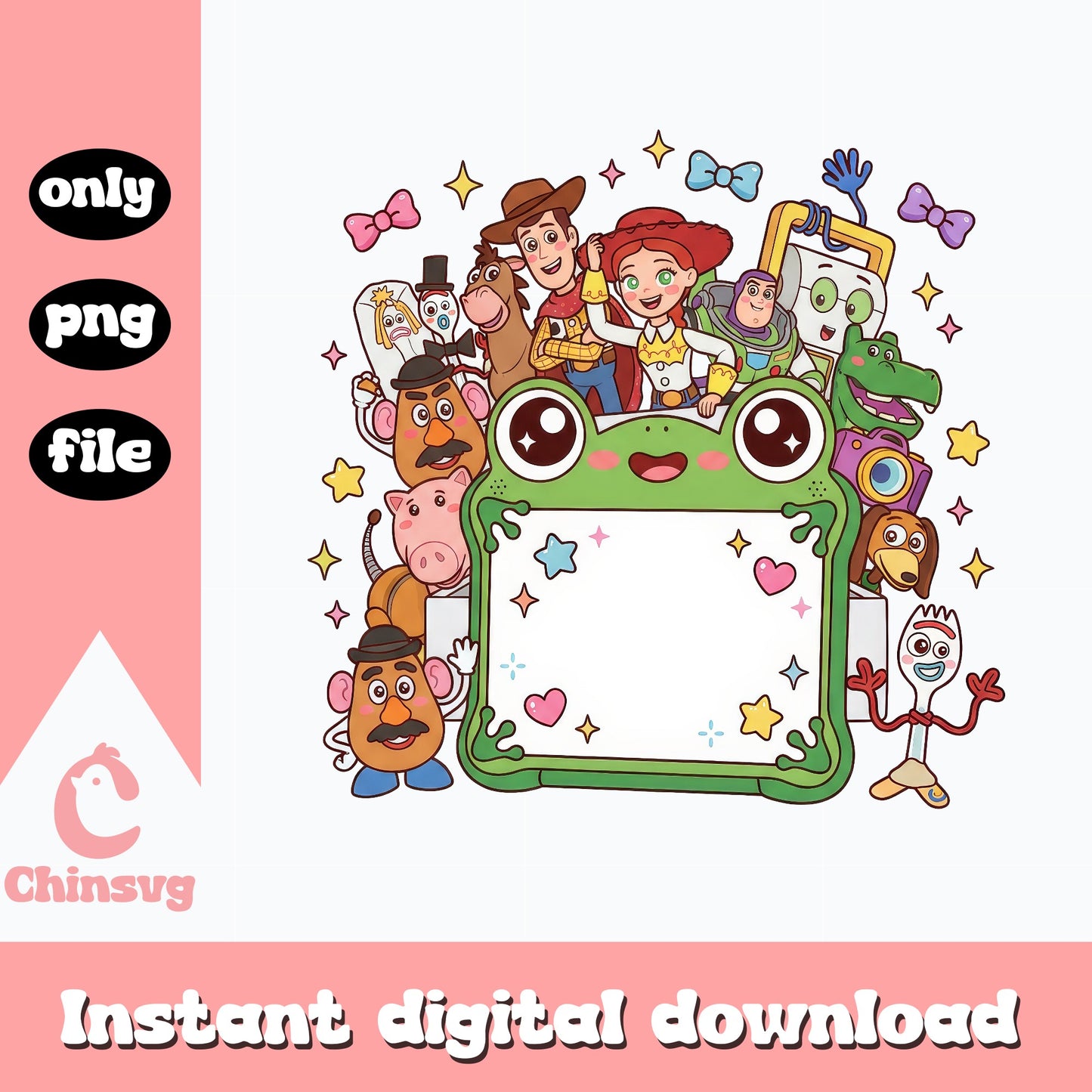 Toy Story Characters Name Frame PNG, Disney Pixar PNG, Woody Buzz PNG