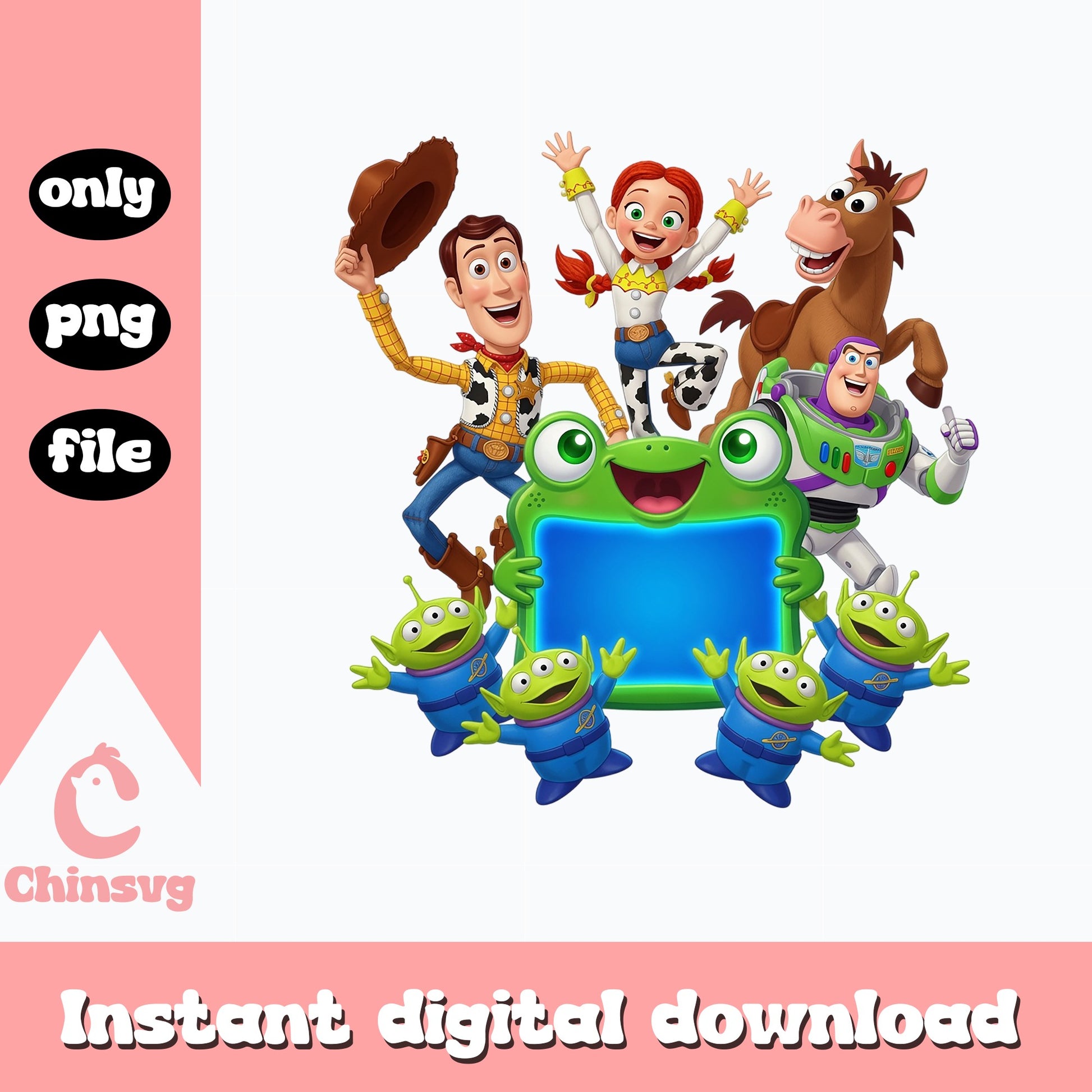 Toy Story Characters Name Frame PNG, Woody Buzz Lightyear PNG, Disney PNG