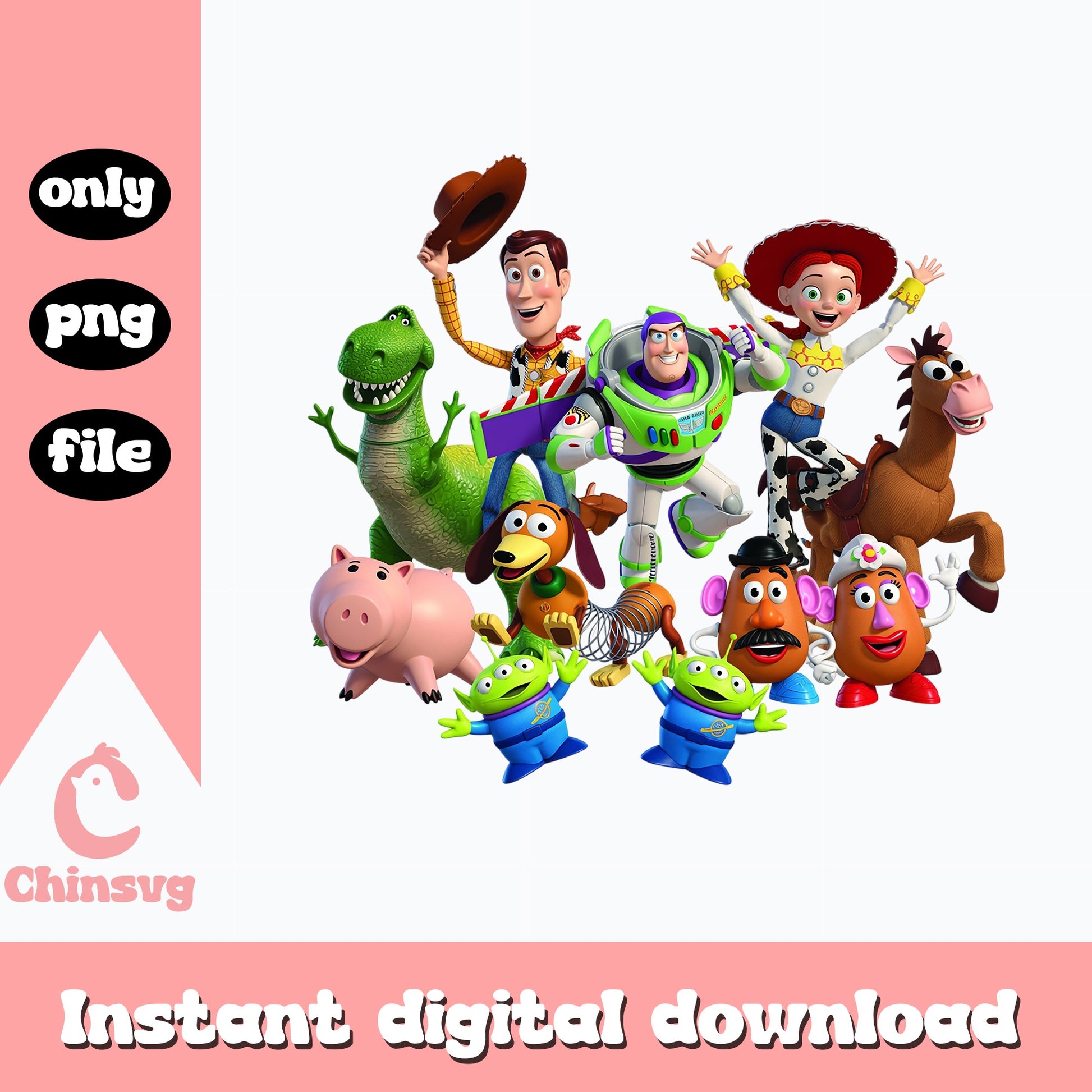 Toy Story Characters PNG Bundle, Disney Pixar PNG, Buzz Woody PNG