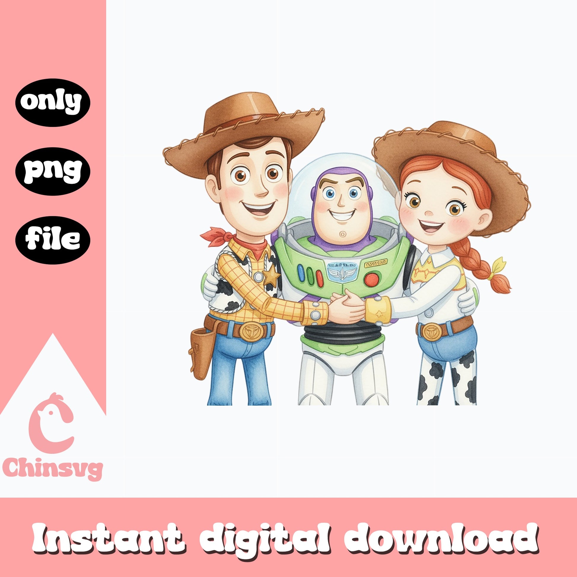 Toy Story Characters PNG, Woody Buzz Lightyear Jessie PNG, Disney PNG