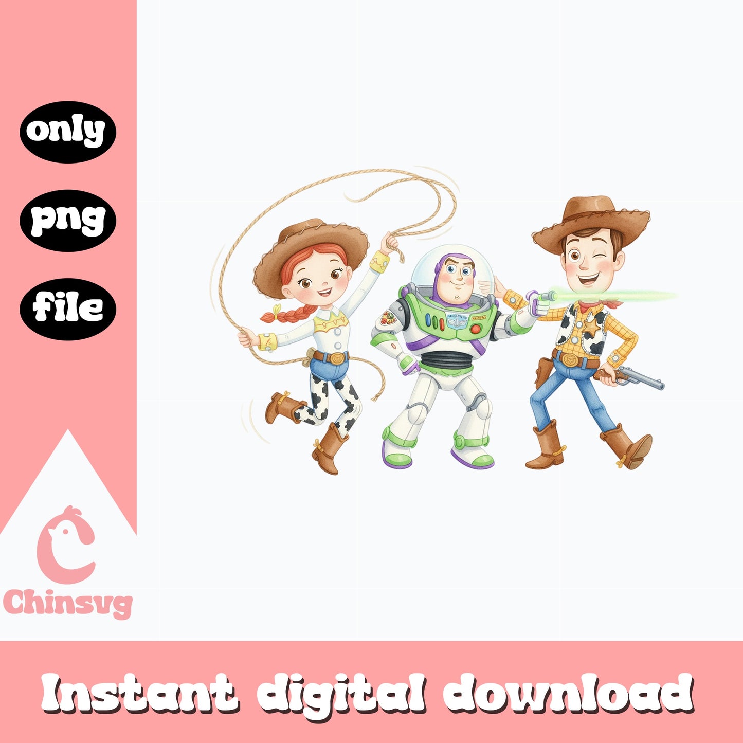 Toy Story Characters Watercolor PNG, Woody Buzz Lightyear PNG, Disney PNG