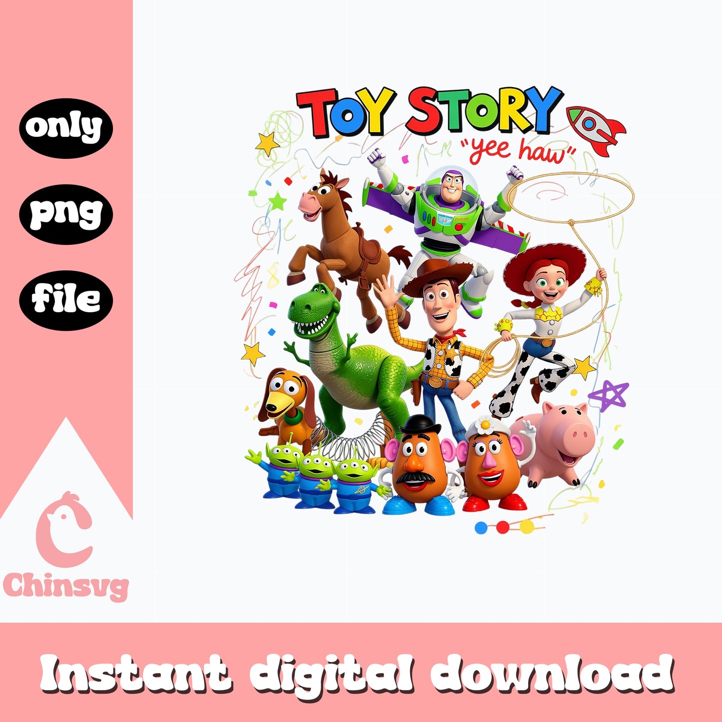 Toy Story Characters Yee Haw PNG, Woody Buzz PNG, Disney PNG