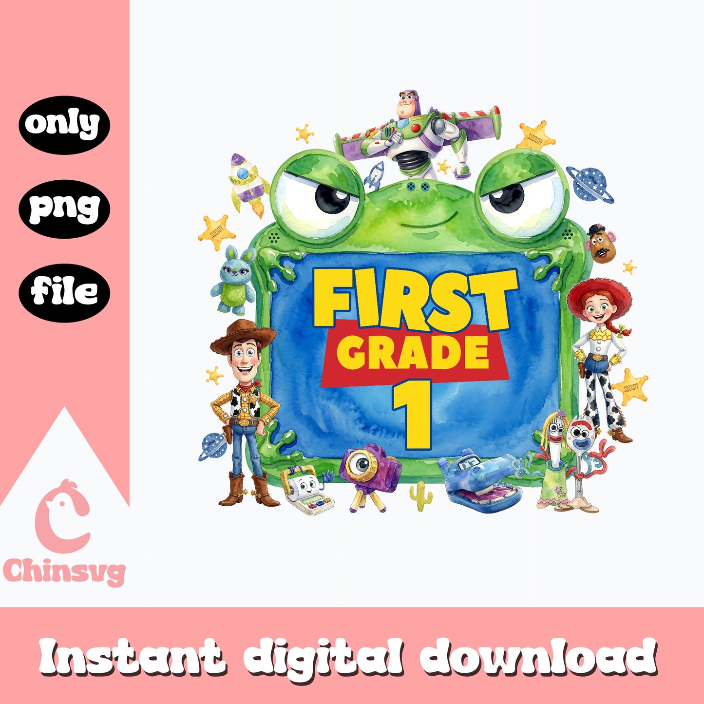 Toy Story First Grade PNG, Back To School PNG, Disney PNG