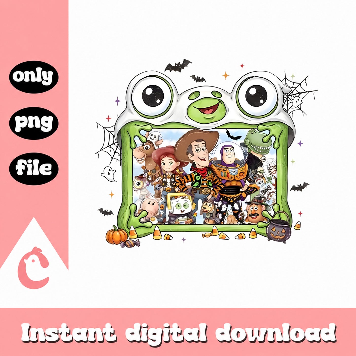 Toy Story Halloween PNG, Disney Characters, Spooky Frame PNG