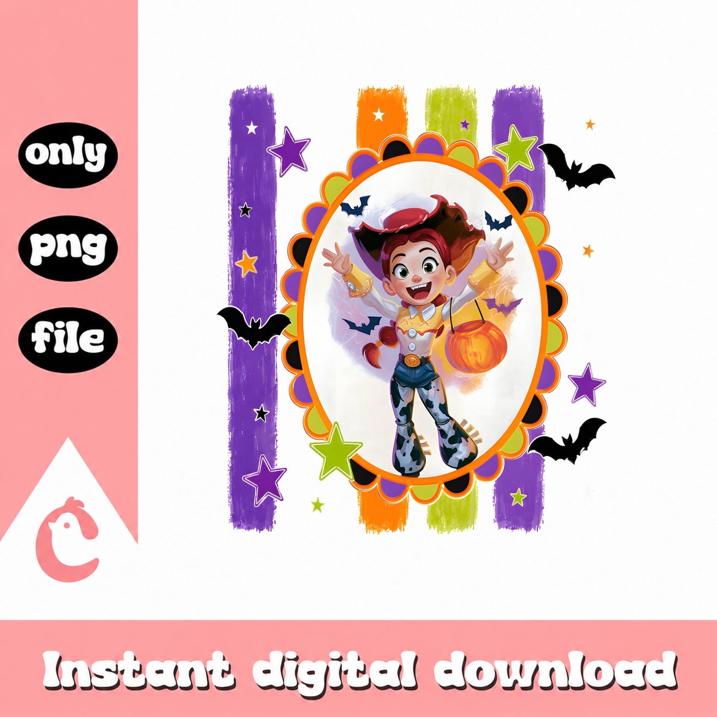 Toy Story Jessie Halloween PNG, Cowgirl Pumpkin Clipart, PNG File