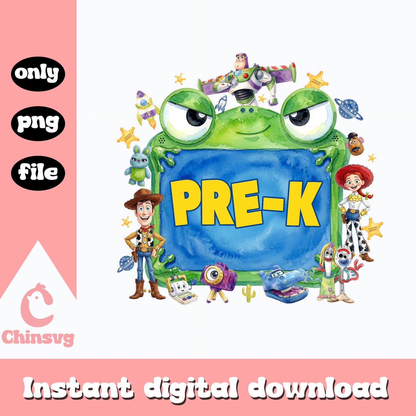 Toy Story Pre-K PNG, Back To School PNG, Woody Buzz PNG