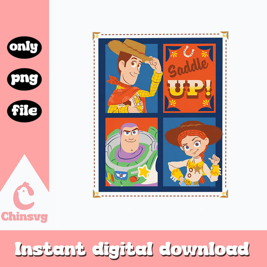 Toy Story Saddle Up PNG, Woody Buzz Lightyear Jessie PNG, Disney PNG