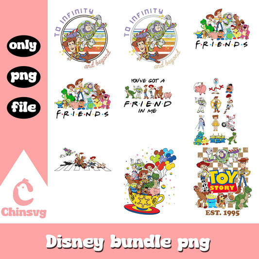 Toy stoey characters bundle png, disney quotes png, cartoon png