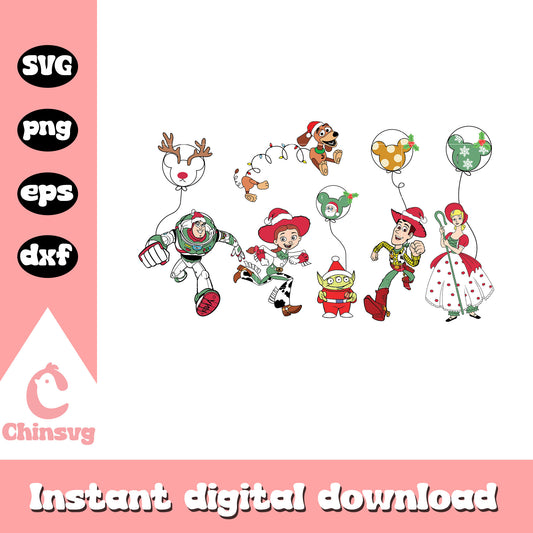 Toy story characters christmas balloon svg, toy story svg