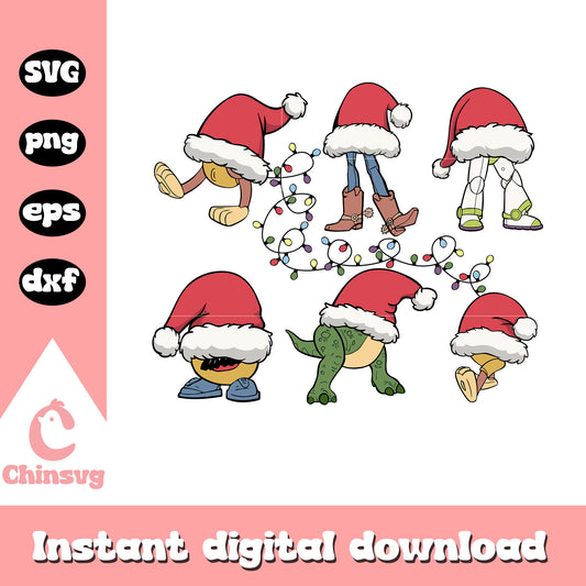 Toy story characters santa hat design svg, disney toy story svg