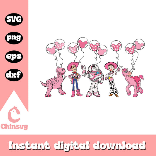 Toy story characters valentine pink svg, toy story valentines​ svg