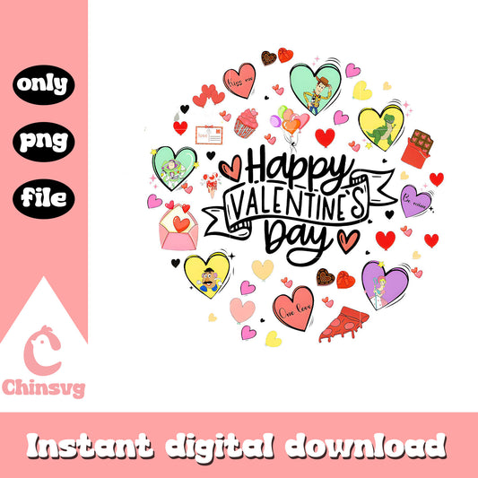 Toy story heart shape happy valentine's day png, disney png