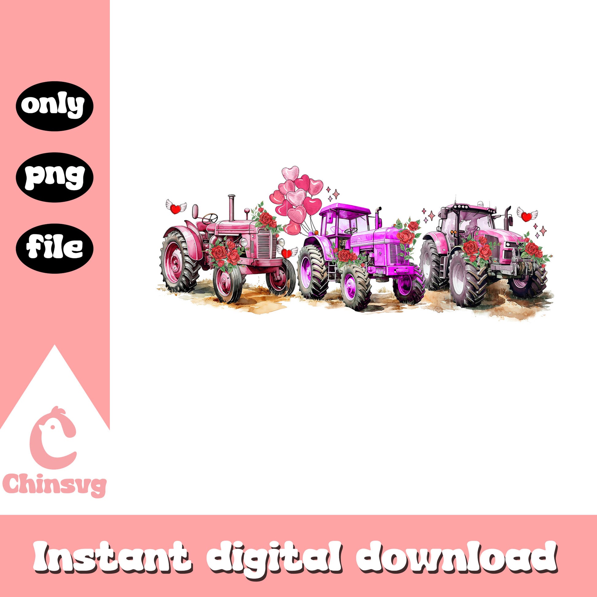 Tractor valentine design png, tractor png, valentine day png