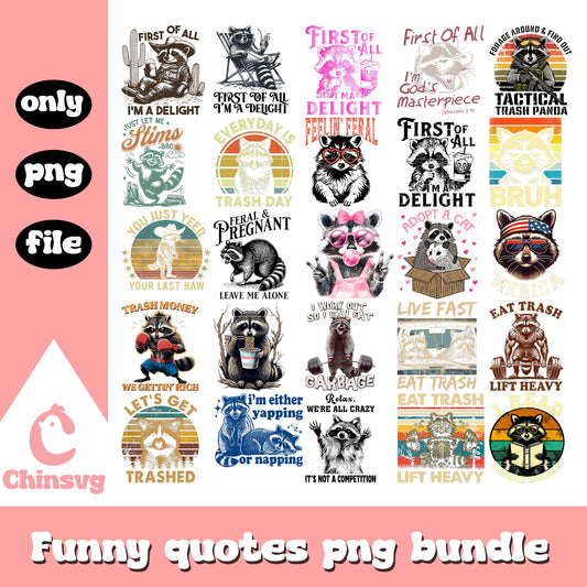 Trash money we gettin rich bundle png, cute feral png, quote png