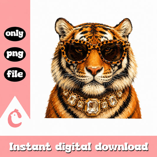 Trendy Tiger With Sunglasses PNG, Funny Tiger, Cool Animal PNG